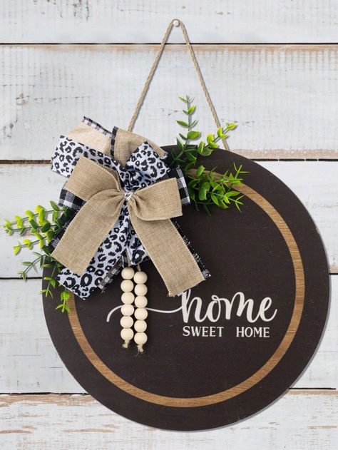 Welcome Sign Door Decoration Round Wooden Wreath Wall Hanging For Outdoor, Farmhouse, Porch, All Seasons Of Spring, Summer, And Fall, 1 Pc Multicolor    WPC     Home Decor, size features are:Bust: ,Length: ,Sleeve Length: Year Round Welcome Signs, Cheap Wreaths, Welcome Sign Door, Outdoor Farmhouse, Wooden Wreath, Welcome Signs Front Door, Wooden Signs Diy, Wood Wreath, Wooden Welcome Signs