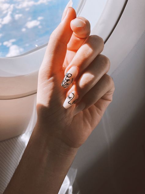 Airplane Nails, Faces Line Art, Nails Photo, Face Lines, Nail Photos, Nail Inspo, Line Art, Spa, Collage