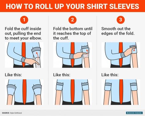 1. Learn how to roll your shirtsleeves the right way. Folds Reference, Style Girlfriend, Roll Dress, How To Roll, Mens Fashion Tips, Teenage Guys, Roll Sleeves, Men Tips, Dresses By Color