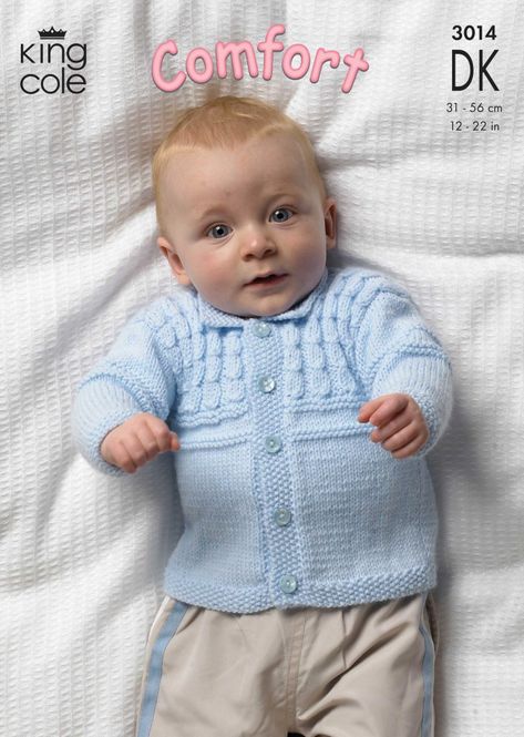 Sweater, Jacket and Slipover Knitted in Comfort DK - King Cole Hooded Jacket Knitting Pattern, Cole Baby, Double Knitting Patterns, Aran Knitting, Baby Boy Crochet Blanket, Aran Knitting Patterns, Wool Felting, Baby Boy Knitting, Crochet Baby Boy