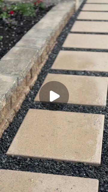 Rostro Flowerbeds on Instagram: "This is a video i put together to show how we install these 24x24 square pavers using decomposed granite base and decorative black star gravel. #walkway #pavers #bakcyard #diy #construction #landscape" How To Make Pavers Diy, Paver Garden Bed, Pavers Around House, Decomposed Granite Landscaping, Black Star Gravel, Paver Landscaping, Granite Walkway, Square Pavers, Walkway Pavers