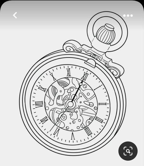 Pocket Watch Cover Up Tattoo, Pocket Watch Tattoo Stencil Outline, Vintage Clock Tattoo Design, Pocket Clock Tattoo Design, Clock Outline Tattoo, Clock Stencils Tattoo, Pocket Watch Outline, Watch Tattoo Stencil, Pocket Watch Tattoo Stencil