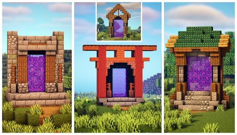 Portal Designs Minecraft, Nether Portal Designs, Nether Minecraft, Nether Portal Design, Building Blueprints, Minecraft Portal, Minecraft Building Blueprints, Nether Portal, Portal Design