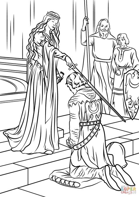 Knight and Princess Coloring Page – From the thousands of photographs on-line regarding knight and princess coloring page , we all picks the very best libraries along with ideal resolution exclusively for you, and now this pictures is actually one among pictures choices in our best... #cartoon #coloring #pages Medieval Coloring Pages, Edmund Blair Leighton, Wedding Coloring Pages, Colouring For Adults, Medieval Princess, Fashion Coloring Book, Medieval Party, Princess Coloring Pages, Christian Book