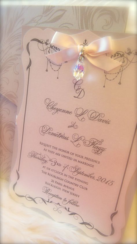 "Fairy Tale" Victorian style hanging crystal invitation xo Embellishments Debut Invitation Ideas, Pink Quince Theme, Quinceñera Invitations, Debut Theme, Quince Themes, Quinceanera Pink, Quinceanera Themes Dresses, Debut Invitation, Pretty Invitations