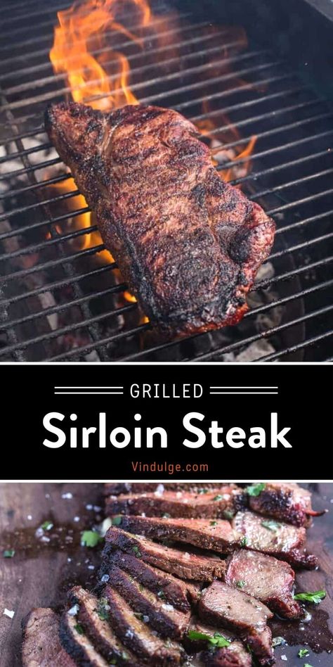 Sirloin Steak is a delicious cut of beef that is affordable and still packed with beefy flavor and tenderness. This Grilled Sirloin Steak recipe combines two-zone grilling for the perfect steak. We also have a few recommendations for delicious toppings too, including a simple (but delicious) garlic herb compound butter. Grilling Sirloin Steak, Grilled Sirloin Steak Recipes, Top Sirloin Recipes, Top Sirloin Steak Recipe, Grilled Sirloin Steak, Sirloin Steak Recipe, Herb Compound Butter, Metabolic Recipes, Grilled Sirloin