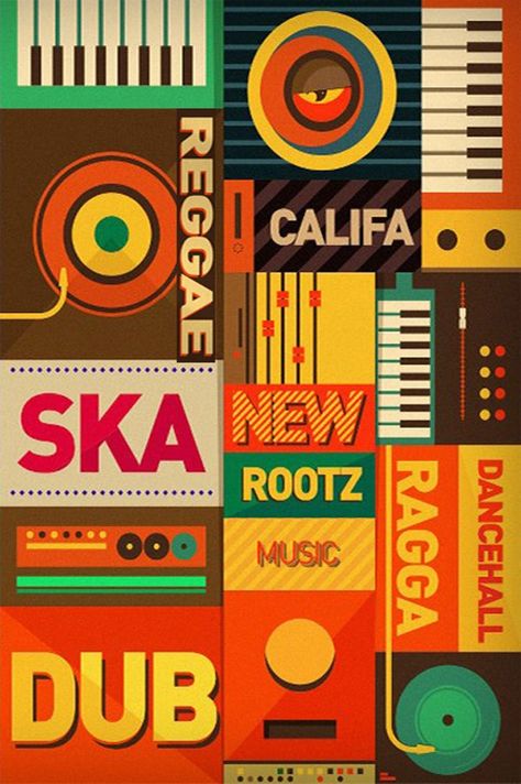 Reggae Music Aesthetic, Vintage Reggae Aesthetic, Reggae Aesthetic Wallpaper, Dancehall Aesthetic, Ska Art, Reggae Music Posters, Music Infographic, Reggae Music Art, Reggae Poster