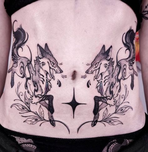 Abdomen Tattoo, Funky Tattoos, Sick Tattoo, Cute Little Tattoos, Stomach Tattoos, Fox Tattoo, Tattoo Portfolio, We Did It, Dope Tattoos