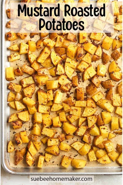 Mustard Roasted Potatoes make dinnertime easy with just three simple ingredients (plus salt and pepper). The stone ground mustard packs a super flavor punch and will have you reaching for seconds! Mustard Roasted Potatoes, Stone Ground Mustard, Quick Soup, Healthy Potatoes, Quick Pasta, Summertime Recipes, Fresh Fruit Recipes, Crunchy Salad, Ground Mustard