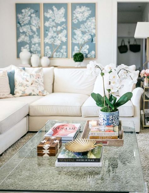 The Chinoiserie Living Room | Chinoiserie Chic | Bloglovin’ Chinoiserie Living Room, Wood Slab Table, Farmhouse Side Table, Perfect Coffee Table, Table Styling, Coffee Table Styling, Contemporary Coffee Table, Diy Coffee Table, Living Table