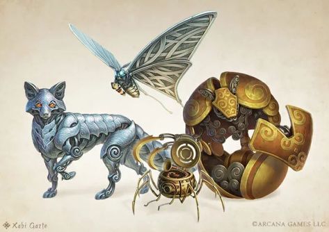 Robot Fantasy Art, Animal Fantasy Art, Dnd Creatures, Robot Animal, Dnd Monsters, Dungeons And Dragons Homebrew, Fantasy Monster, Robot Concept Art, Creature Concept Art