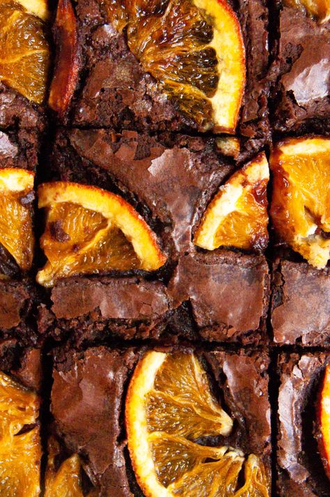 Chocolate Orange Brownies - Dishing with Delaney Orange Desserts, Chocolate Orange Brownies, Brick Toast, Halloween Themed Desserts, Orange Brownies, Orange Dessert, Dark Chocolate Orange, Perfect Brownies, Citrus Recipes