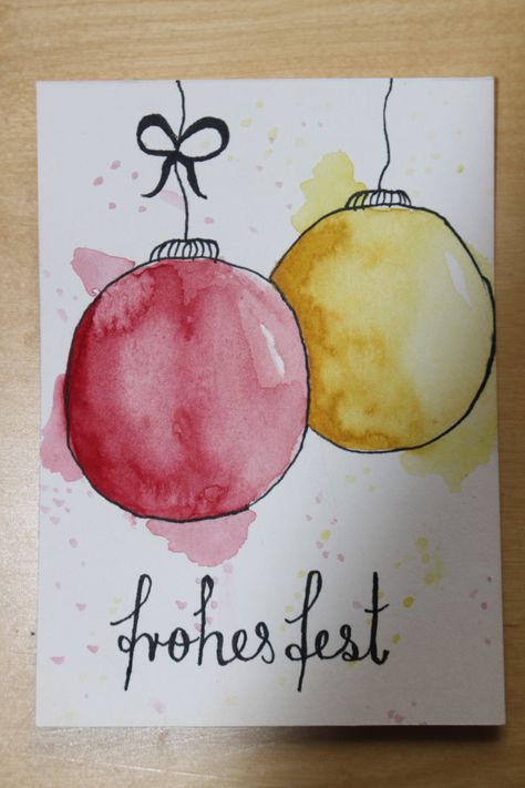 Xmas Cards To Make, Diy Christmas Paintings, Christmas Card Art, Paint Cards, Diy Christmas Cards, Happy Paintings, Christmas Drawing, Christmas Crafts Decorations, Christmas Paintings