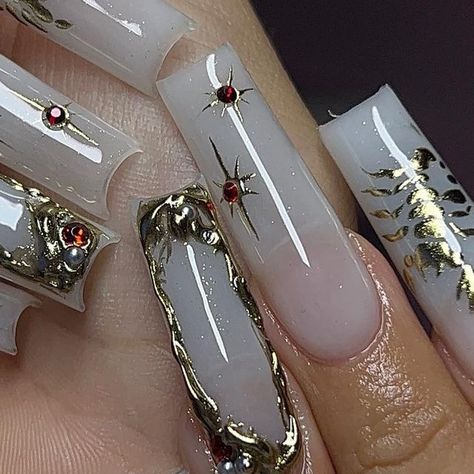 Birthday Nails Scorpio, Sagittarius Birthday Nails, Scorpio Nails, Zodiac Nails, Nails Aesthetics, Nail Designs Bling, Season Nails, Spooky Nails, Angel Nails