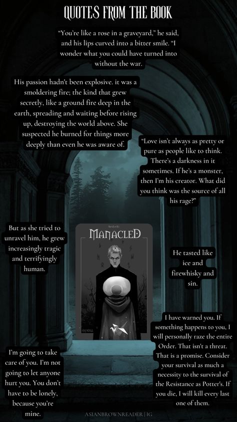 Manacled fanfiction quotes by senlinyu Manacled Lockscreen, Dramione Fanfic Quotes, Manacled Dramione Quotes, Draco Malfoy Manacled, Manacled Tattoo Ideas, Manacled Book Aesthetic, Manacled Cover Art, Manacled Dramione Aesthetic, Draco Malfoy Tattoo Ideas