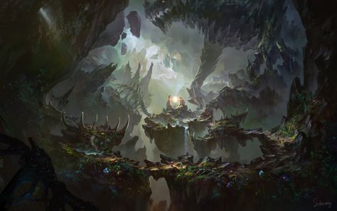 Dragon lair - Shuxing Li Darkness Magic, Dragon Lair, Dragons Lair, Dragon's Lair, Widescreen Wallpaper, Caving, Fantasy Places, Fantasy Art Landscapes, More Wallpaper