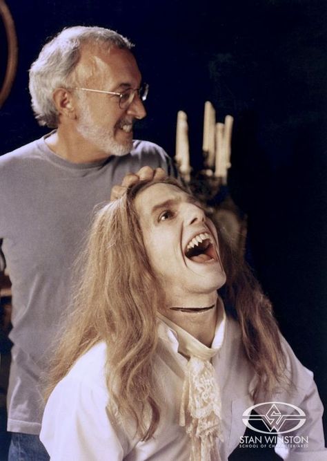 Stan Winston with Tom Cruise Interview With The Vampire 1994, Anne Rice Vampire Chronicles, Lestat And Louis, Movie Nerd, The Vampire Chronicles, Vampire Movies, Interview With The Vampire, The Twilight Saga, Classic Horror