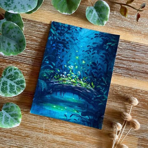 Heidelinde | Four small gouache paintings~ 💚 Which one’s your favourite? 🙂 The first and last one are sold but the other two are still available in… | Instagram Gouache Fantasy Art, Gauche Landscape, Gouche Paint Ideas, Gouache Paint, Gouache Art, Oil Pastel Art, Seni Cat Air, Art Painting Gallery, Small Canvas Art