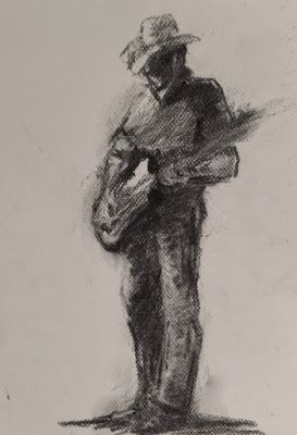 Country Music - original charcoal figurative Country Drawing Ideas, Gesture Sketch, Playlist Pictures, School Reference, Drawing With Charcoal, Vine Charcoal, Witch Hunter, Ap Drawing, Drawing Scenery