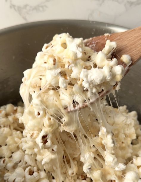 Popcorn Rice Krispie Treats Recipe | The Feedfeed Popcorn Rice Krispie Treats, Rice Crispy Treats Aesthetic, Rice Crispy Popcorn, Rice Krispie Popcorn, Popcorn Crispy Treats, Popcorn Krispie Treats, Popcorn Rice Crispy Treats, Rice Krispie Recipes, Popcorn Rice