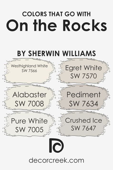 Colors that Go With On the Rocks SW 7671 by Sherwin Williams Sherwin Williams Alabaster White, Off White Paint Colors, Egret White, White Interior Paint, Painting Trim White, Sherwin Williams Alabaster, Alabaster Color, Trim Paint Color, Sherwin Williams White