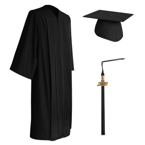 Matte Black Graduation Cap, Gown & Tassel | The gown is made from the finest non see through matte fabric that combines classic style with comfort and comes with reinforced stitching and a hidden and secure zipper. Also included in this set is a traditional graduation cap and tassel with a commemorative year drop to mark the year of graduation. This cap, gown & tassel set will fill you with confidence that you look your best in front of your family and friends for graduation. Red Graduation Gown, Blue Graduation Gown, Green Graduation Cap, Red Graduation Cap, Graduation Gown And Cap, Graduation Cap And Gown, Black Graduation, Blue Graduation, Graduation Gown