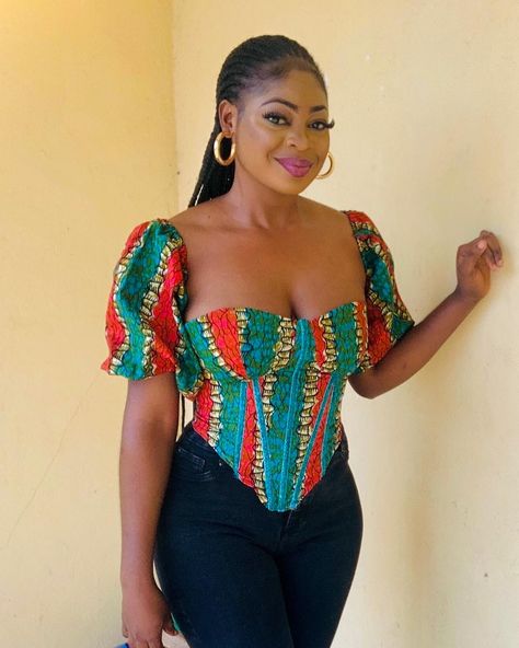 Ankara Corset Top, Senegalese Dresses, Ankara Corset, Nigerian Lace Styles Dress, Ankara Clothing, Ankara Tops, Classy Gowns, Ankara Designs, African Print Dress Ankara