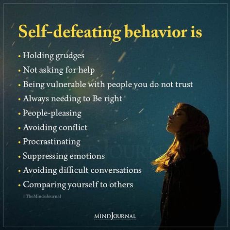 Self defeating Behaviors Are:- Holding grudges; Not asking for help; Being vulnerable with people you do not trust; Always needing to Be right; People-pleasing; Avoiding conflict; Procrastinating; Suppressing emotions; Avoiding difficult conversations; Comparing yourself to other #selfdefeatingbehavaior #peoplepleasing #emotions #mentalhealth Holding Grudges Quotes, Suppressing Emotions, Grudge Quotes, Avoiding Conflict, Conversation Quotes, Do Not Trust, Being Vulnerable, Holding Grudges, Comparing Yourself