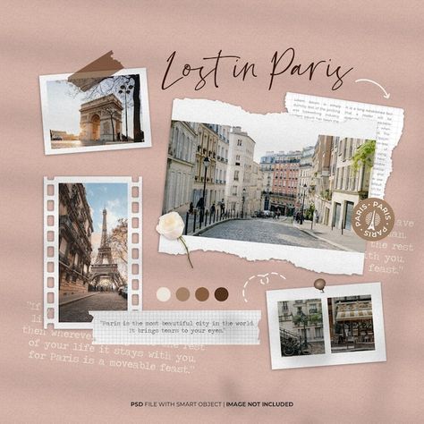 Scrapbook Design Layout, Travel Collage, Instagram Photo Frame, Instagram Banner, Collage Techniques, Instagram Background, Photo Collage Template, Paris Photo, Digital Scrapbooking Layouts