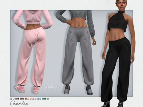 The Sims Resource - Charlie Sweatpants Sims 4 Baggy Pants, Die Sims 4, Outfits Baggy, Sims 4 Body Mods, Tumblr Sims 4, Famous Outfits, Sims 4 Characters, Sims 4 Toddler, Sims Four