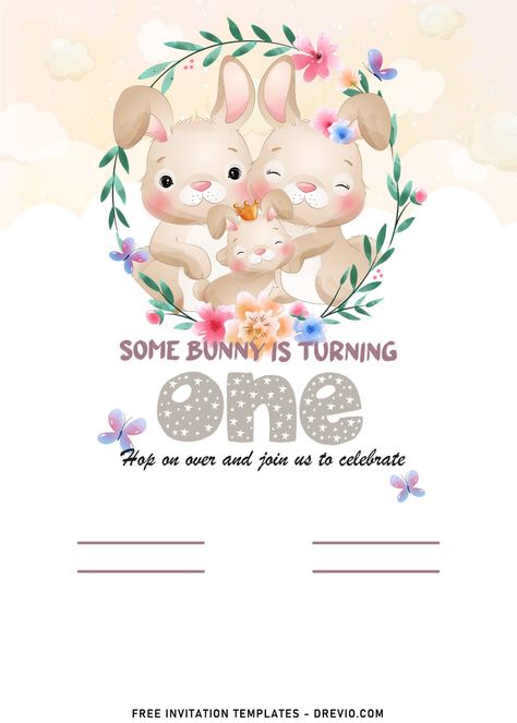 9+ Watercolor Some Bunny Birthday Invitation Templates | Download Hundreds FREE PRINTABLE Birthday Invitation Templates Some Bunny Birthday, Some Bunny Is Turning One, First Birthday Invitation Cards, Bunny Invitations, Free Printable Birthday Invitations, Bunny Birthday, Free Invitation Templates, Turning One, Go Crazy