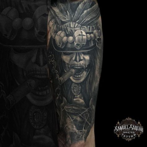 VOODOO TATTOO BY SAMUEL SANCHO Voodoo Man, Voodoo Tattoo, Animal Tattoos For Men, Man Tattoo, Leg Sleeves, Foot Tattoo, Animal Tattoos, Tattoo Studio, Tattoos For Guys