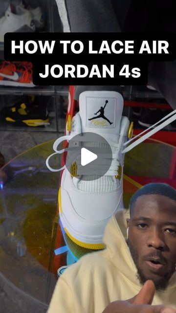 2.1M views · 243K likes | Sniperkicks on Instagram: "HOW TO LACE AIR JORDAN 4s 😳😳" How To Tie Jordan 4 Laces, Jordan 1 Mids, Air Jordan Retro 4, Jordan Retro 4, Jordan 4s, Retro 4, Tie Shoelaces, Air Jordan 3, Air Jordans Retro