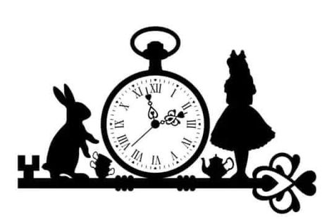 Alice In Wonderland Silhouette, Alice In Wonderland Clipart, Alice In Wonderland Garden, Lily Tattoo Design, Wonderland White Rabbit, Wand Tattoo, Recipe Book Design, Rabbit Silhouette, Alice In Wonderland Drawings