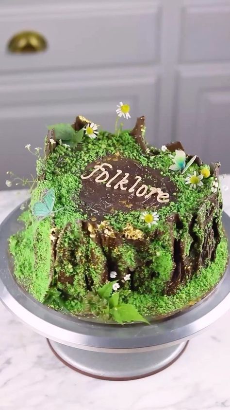 Folklore Cake, Baking Cottagecore, Taylor Swift Cake, Taylor Swift Birthday Party Ideas, 21st Cake, Taylor Swift Birthday, Moss Covered, Taylor Swift Eras, Pretty Birthday Cakes