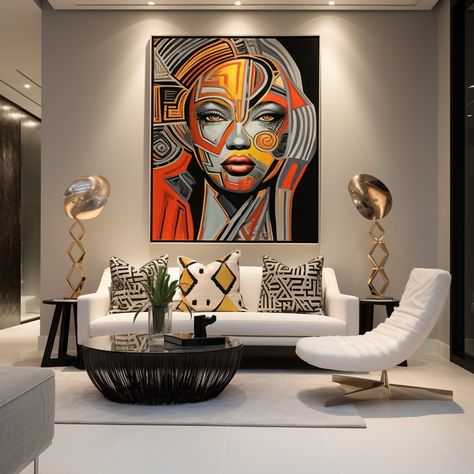 Black Art Painting Abstract, African Portraits Art, Africa Art Design, Abstract Wall Art Painting, Modern Art Canvas Painting, Art Deco Living Room, African Wall Art, Black Goddess, African Decor