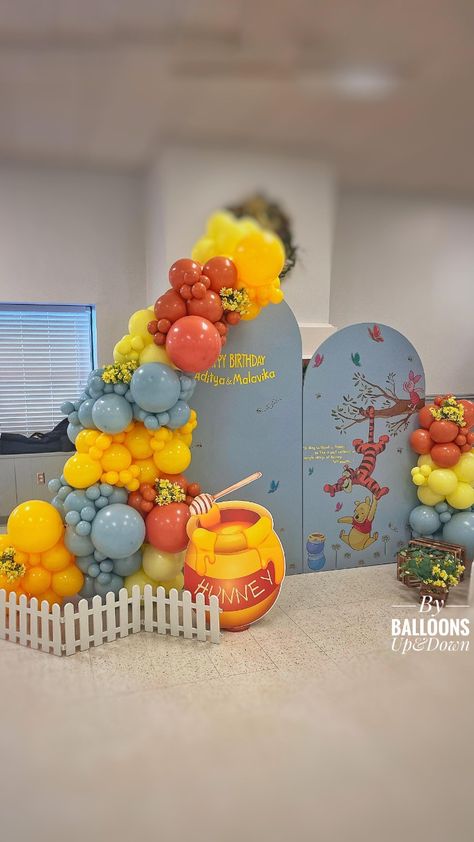 Winnie the Pooh themed birthday party 🎂 #balloonartistatl #balloonartistatlantaga #winniethepoohthemedparty #winniethepoohsetup #winniethepooh #winniethepoohday Winnie The Pooh Birthday Balloons, Winnie The Pooh Birthday Party Ideas Decoration, Winnie The Pooh Birthday Decor, Winnie The Pooh Birthday Party Decor, Fall Winnie The Pooh Baby Shower Ideas, Winnie The Pooh Birthday Party Decorations, Winnie The Pooh Themed Birthday Party, Winnie The Pooh Birthday Party Ideas, Winnie The Pooh Birthday Theme