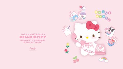 Desktop Wallpaper Hello Kitty, Wallpaper Sanrio, Hello Kitty Backgrounds, Pc Wallpaper, Sanrio Wallpaper, Ipad Wallpaper, 50th Anniversary, Diy Cards, Desktop Wallpaper