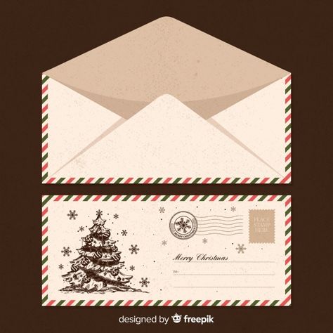 Santa claus vintage envelope template Fr... | Free Vector #Freepik #freevector #christmas #christmas-tree #vintage #christmas-card Vintage Envelope Template, Xmas Envelope, Vintage Envelope, Vintage Template, Self Branding, Envelope Template, Christmas Design, Logo Templates, Premium Vector