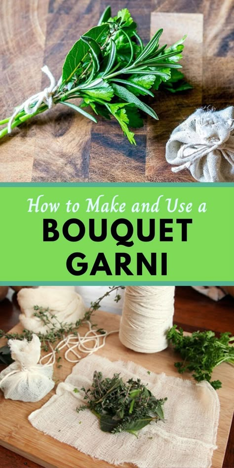 Bouquet Garni Recipe, French Recipes Dinner, Shakespeare Garden, Gardening Business, Herb Bouquet, Homemade Seasoning, Chicken Plating, Bouquet Garni, Cooking Soup