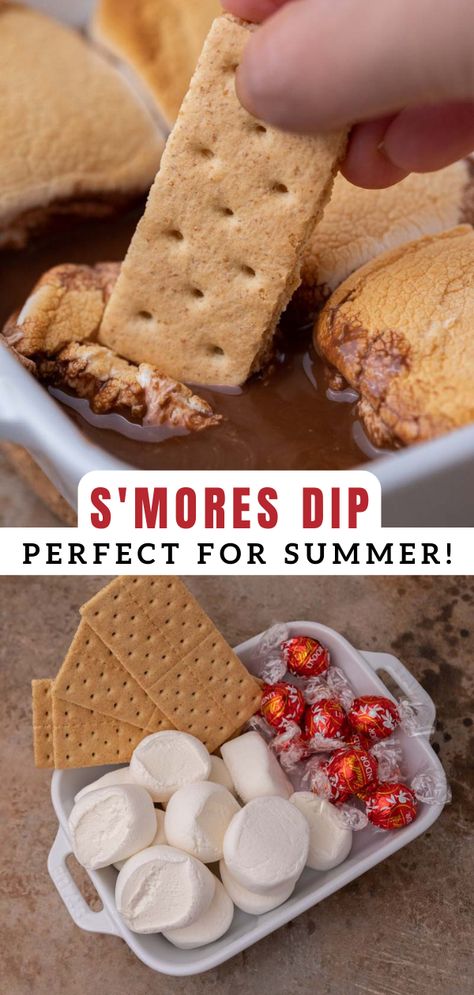 This S’mores Dip recipe is a simple and delicious way to enjoy your favorite sweet treat. It is made with only 2 ingredients plus the crunchy graham crackers to dip. This dessert is perfect year-round to allow you to enjoy the traditional s’mores flavor for a long time to come! Easy Smores Dip, Dip Night, Easy Smores, Smores Dip, Chocolate Rice Krispie Treats, Batch Recipes, Night Recipes, Quick Dessert Recipes, Dip Recipes Easy