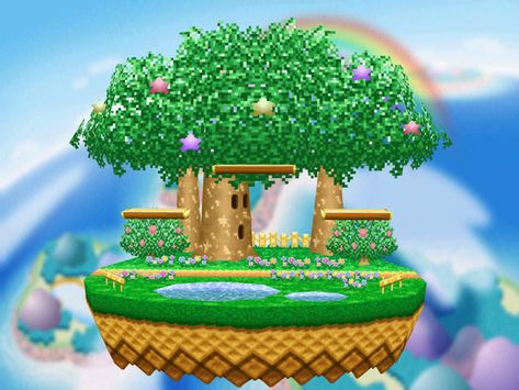 Dream Land (プププランド, Pupupu Land) is a stage that appears in the original Super Smash Bros. and returns in Super Smash Bros. Melee and Super Smash Bros. for Nintendo 3DS and Wii U as Past Stages: Dream Land N64 and Dream Land (64) respectively. In Super Smash Bros. Dream Land is Kirby's home... Super Smash Bros N64, Video Game Backgrounds, Super Smash Bros Melee, Nostalgia 2000s, Blue’s Clues, V Games, Dream Land, Game Background, Nintendo Ds