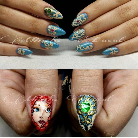 Princess Merida Merida Nails, Brave Nails, Braves Nails, Uñas Ideas, Princess Merida, Disney Nails, Girly Stuff, Girly Things, Cute Nails