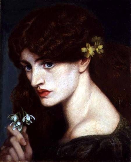 Dante Gabriel Rossetti - Snowdrops Pre Raphaelite Paintings, Gabriel Rossetti, Pre Raphaelite Brotherhood, Alfred Stevens, Pre Raphaelite Art, Edward Burne Jones, Dante Gabriel Rossetti, Albert Bierstadt, John Everett Millais