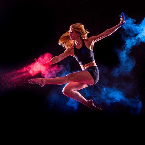 Color Powder Photoshoot, Trampoline Photoshoot, Powder Paint Photography, Powder Photoshoot, Gymnastics Photoshoot, Gymnastics Chalk, Powder Photography, Chalk Photography, Dynamic Photography