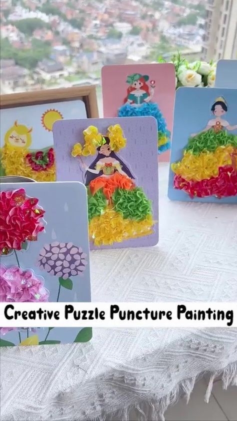 Creative Puzzle Puncture Painting | art of painting, puzzle, creativity | 🎨 Creativity boost 💡 Sensory stimulation 😌 Relaxing and mindful 🌈My kids need this so bad!🎁 | By Homewode | Facebook Puncture Painting, Art Of Painting, Sensory Stimulation, Connect The Dots, Fabric Art, Painting Art, Need This, Diamond Painting, Art Painting