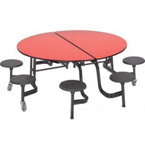 Round Cafeteria Table - Dyna Rock Edge, 8 Stools Outdoor Cafeteria, Cafeteria Lunch, Cafeteria Table, Stool Table, Gas Cylinder, Logo Mascot, Lunch Room, Outdoor Cafe, Round Tables