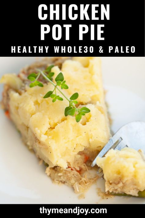 This paleo and Whole30 chicken pot pie is made with potatoes on the inside and topped with a mashed potato crust making it the best healthy chicken pot pie recipe. It can also be turned into chicken pot pie casserole and chicken pot pie soup. Great for those on a paleo or Whole30 reset. Healthy Chicken Pot Pie Recipe, Healthy Pot Pie, Mashed Potato Crust, Paleo Chicken Pot Pie, Healthy Chicken Pot Pie, Pot Pie Casserole, Potato Crust, Pie And Mash, Chicken Pot Pie Casserole