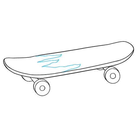 How to Draw Skateboard: Step 9 Skateboard Drawing Ideas, How To Draw Skateboard, Skateboard Painting Ideas Easy, How To Draw A Skateboard, Skateboard Art Draw, Skateboard Drawing Easy, Simple Objects To Draw, Drawing On Skateboard, Skateboard Drawings