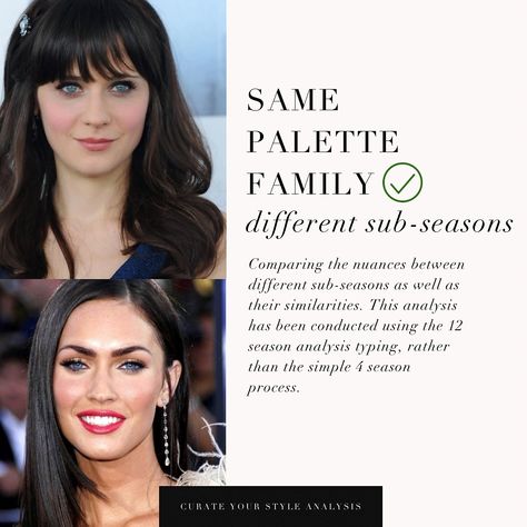 Colour analysis comparison, True Winter VS Bright Winter 🖤 . #coloranalysis #colouranalysis #coloranalyst #winterpalette #zooeydeschanel #meganfox Cool Winter Vs Bright Winter, Color Seasons, Colour Analysis, True Winter, Cool Winter, Bright Winter, Make Up Inspo, Deep Winter, Bright Spring